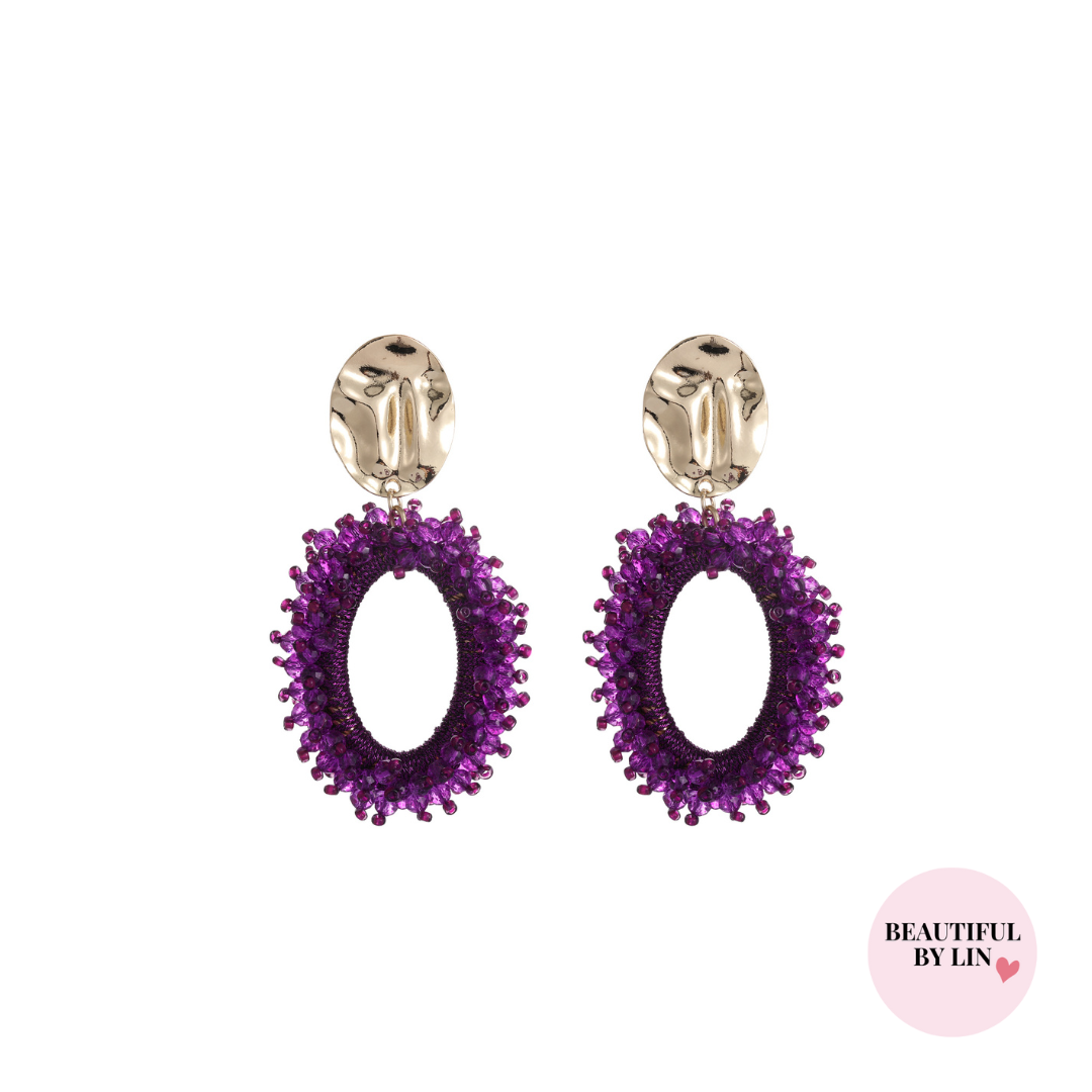 Purple Love statement oorbellen