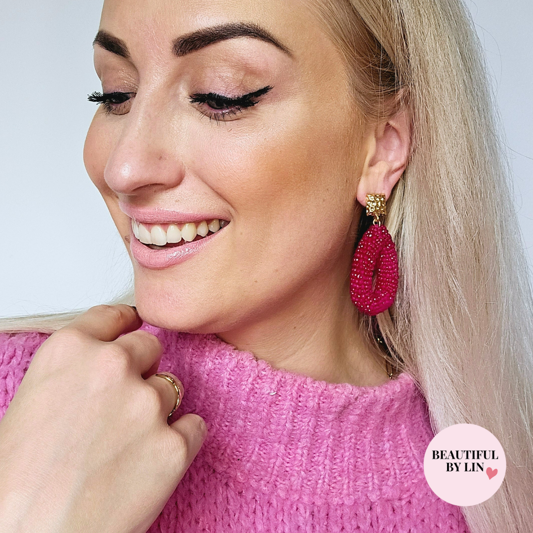 Fuchsia statement oorbellen