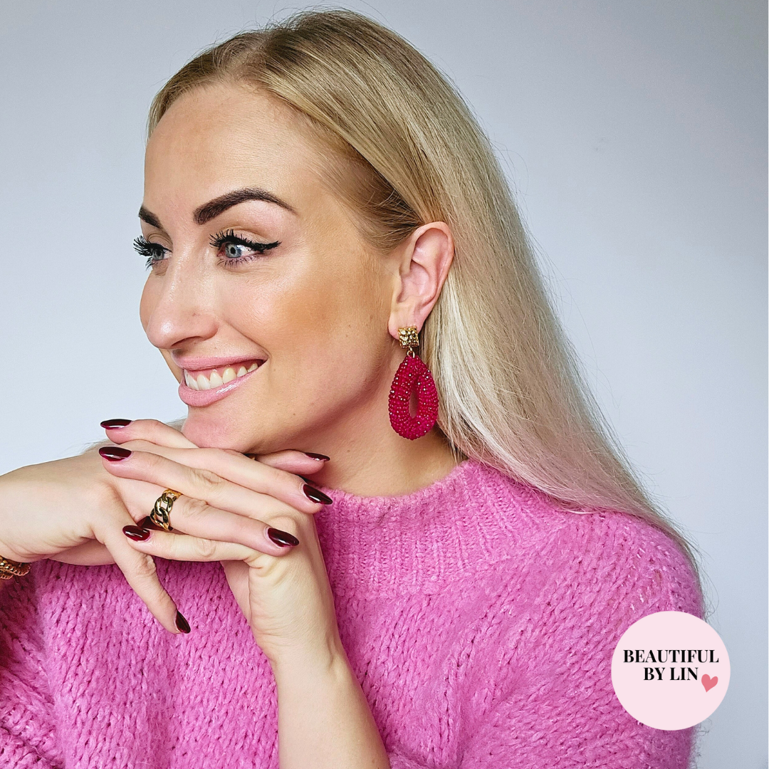 Fuchsia statement oorbellen