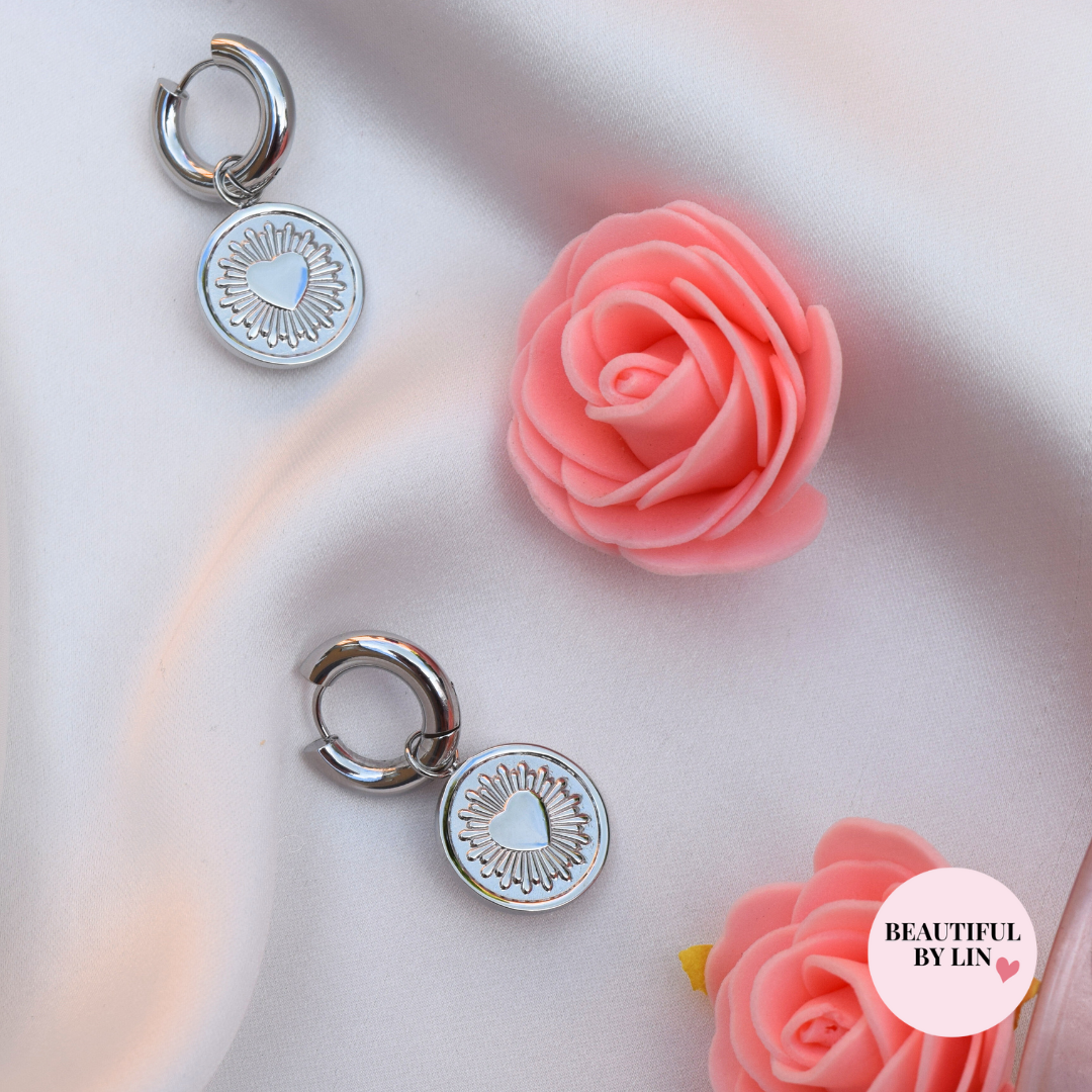 Love Coin oorbellen zilver