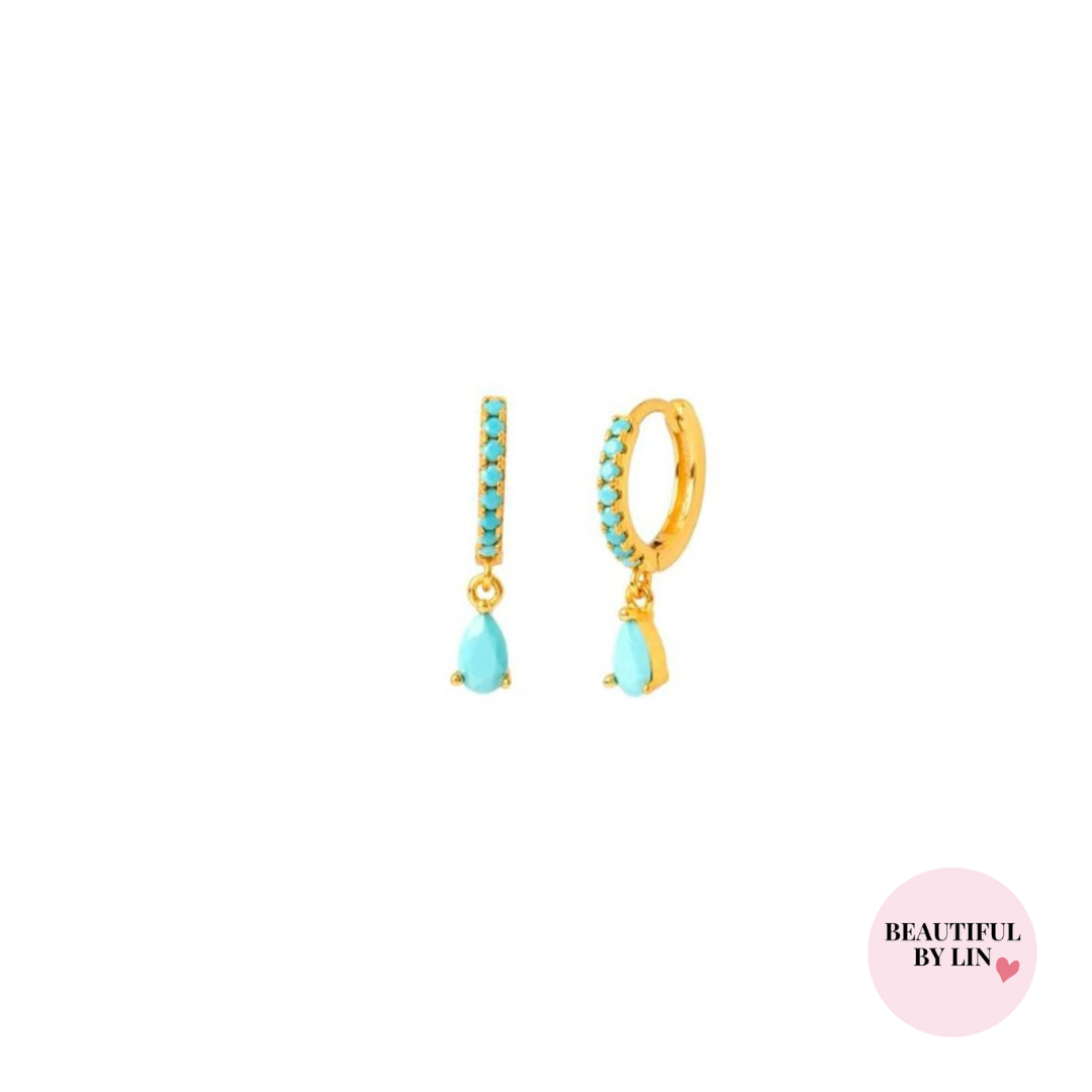 Louis kleine oorbellen turquoise