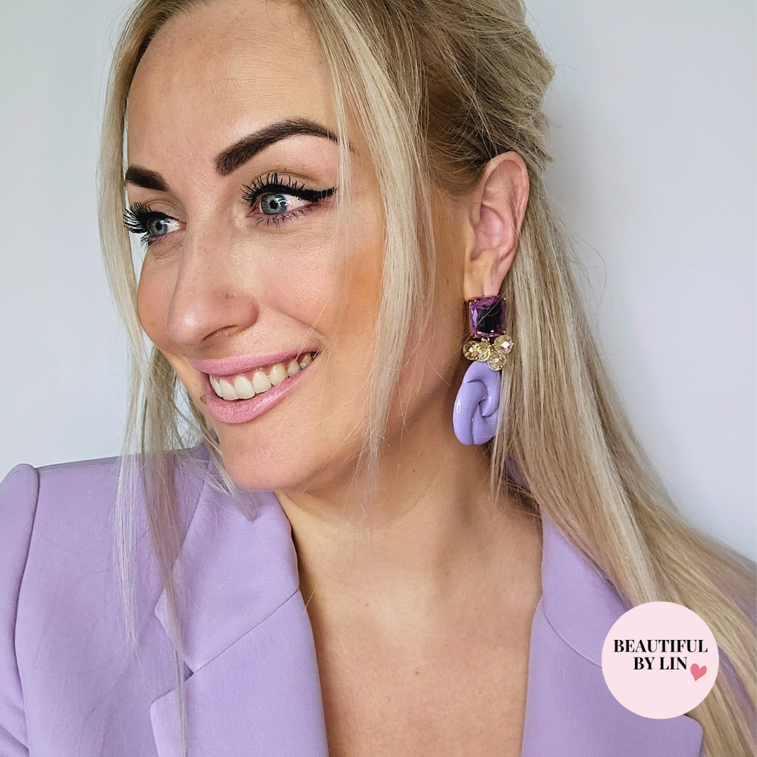 Lila candy statement oorbellen