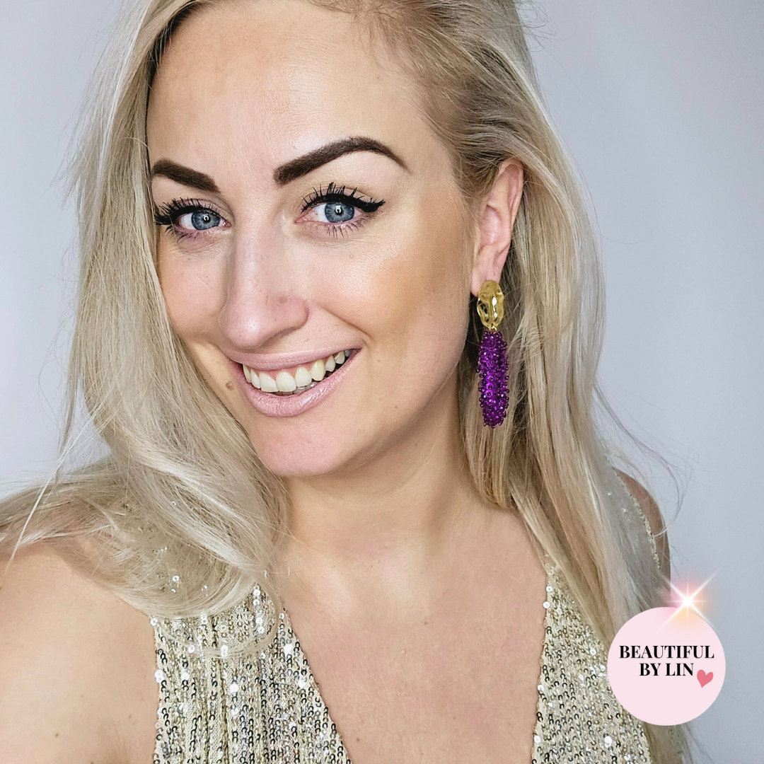 Purple Love statement oorbellen