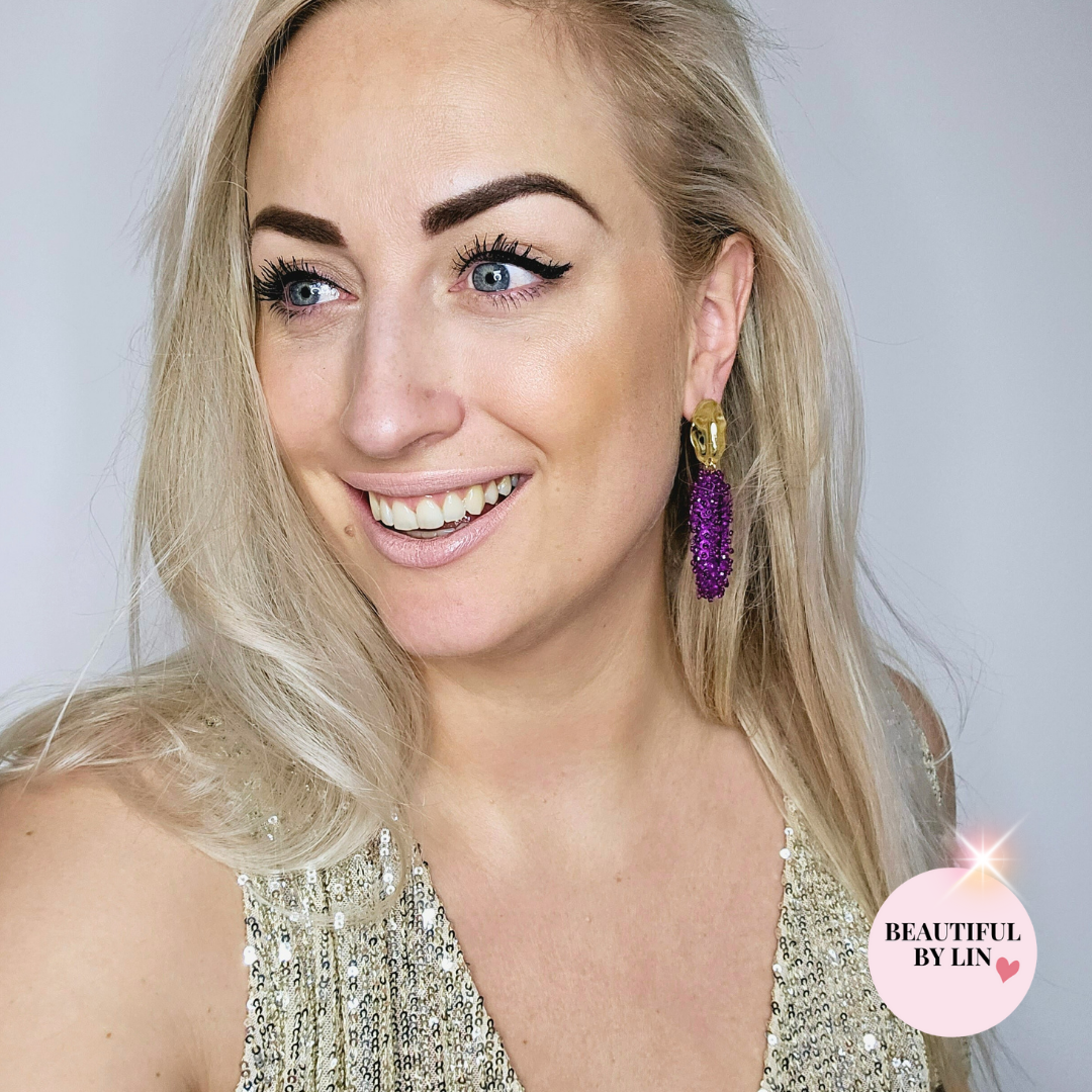 Purple Love statement oorbellen