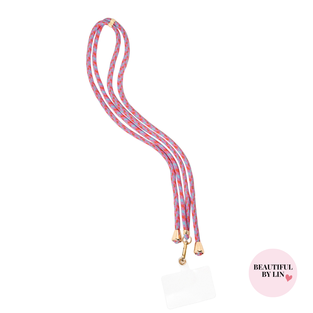Telefoonkoord roze multi