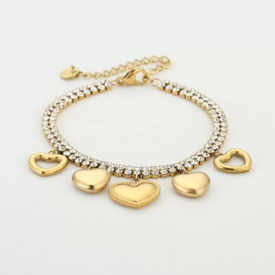 Glitter armband met hartjes