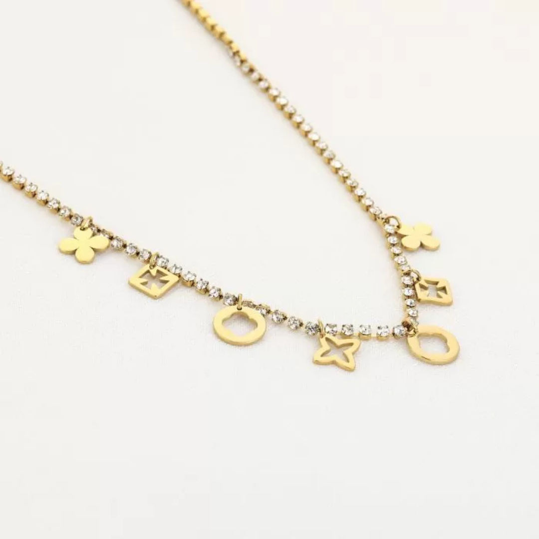 Glitter ketting met icoontjes
