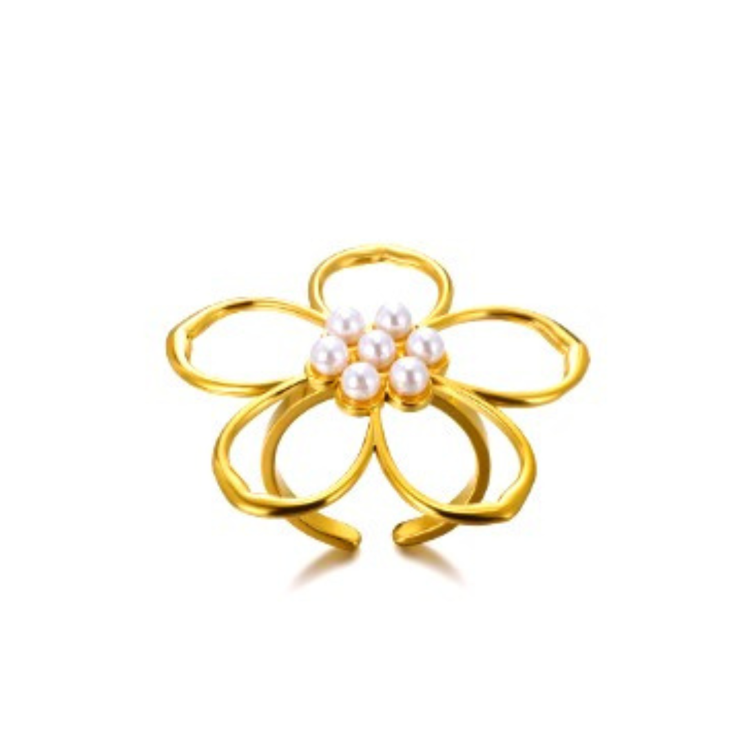 Grote bloem ring pareltjes
