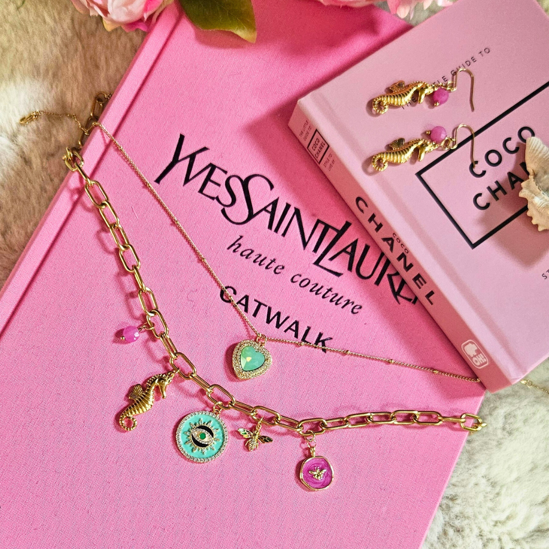 Zeepaard oorbellen roze