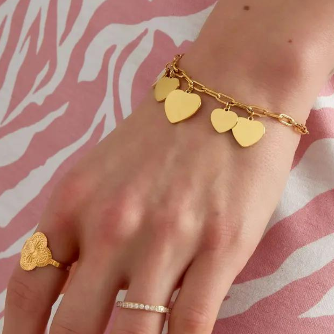Hartjes party armband goud
