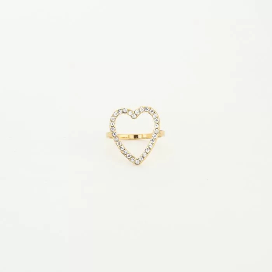 Hartjes ring met steentjes