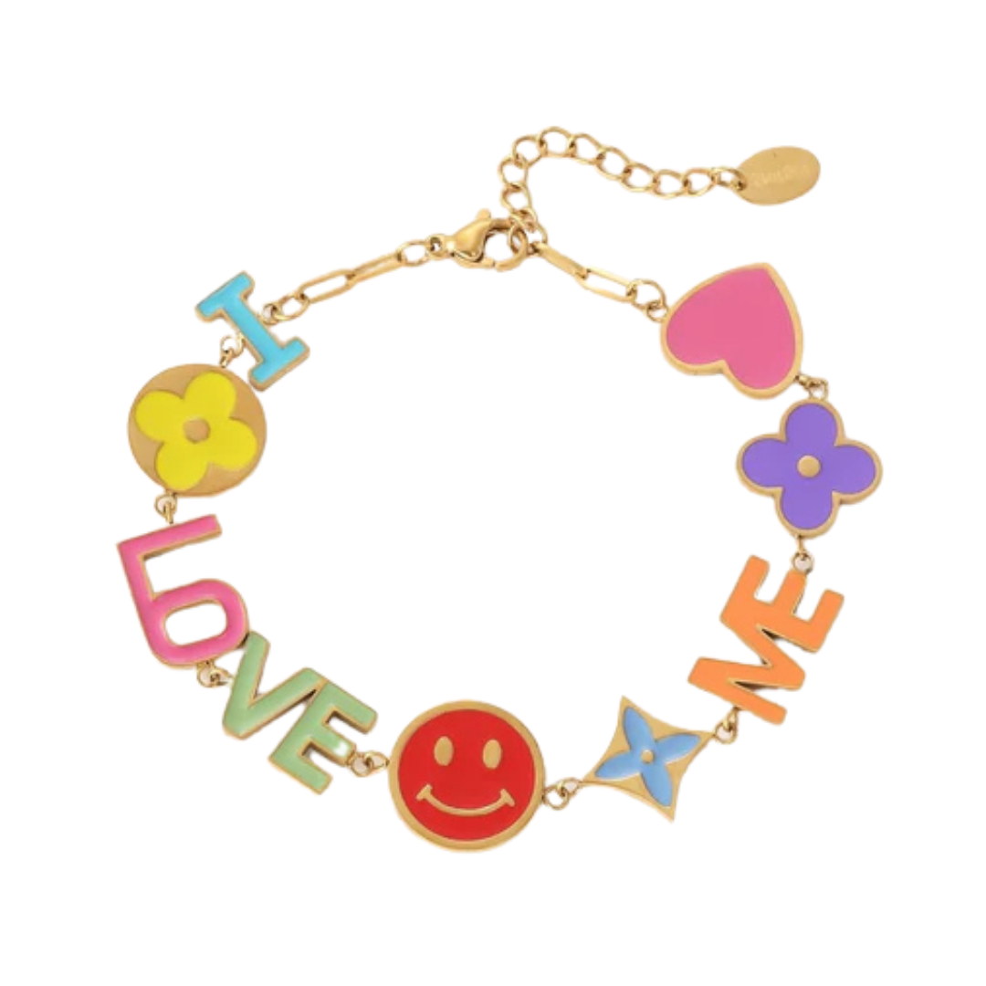 Goudkleurige armband "I LOVE ME"