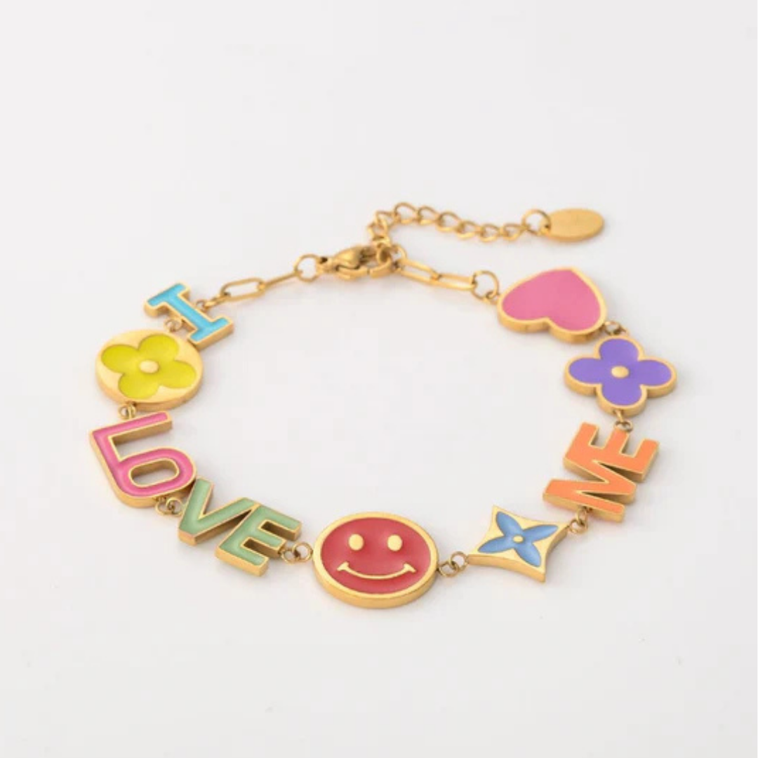 Goudkleurige armband "I LOVE ME"