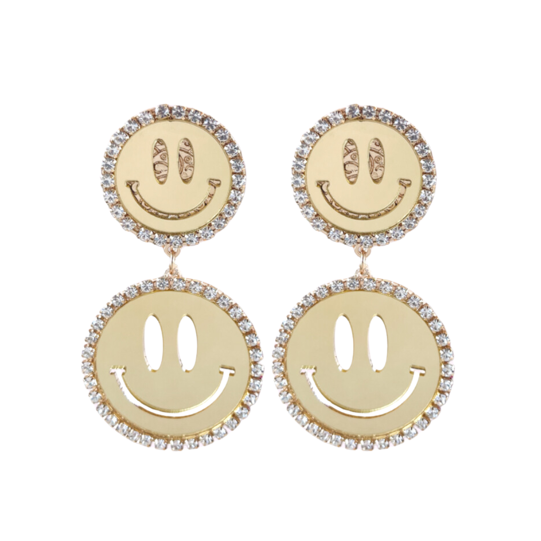 Smile statement oorbellen goud