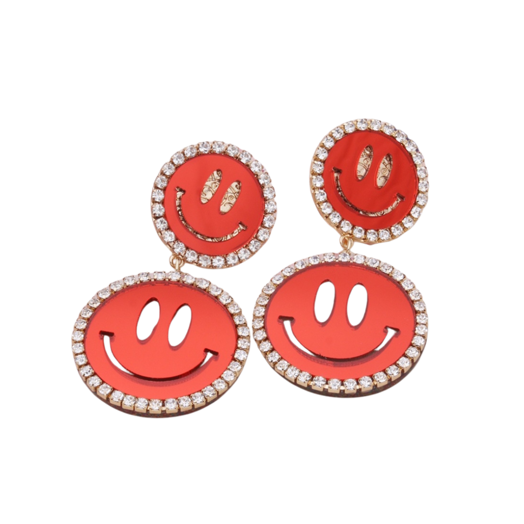 Smile statement oorbellen rood