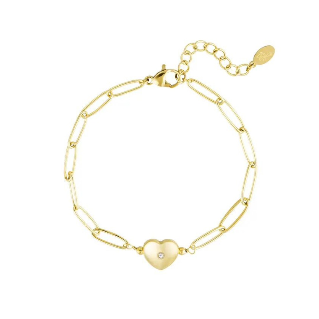Schakelarmband met hartje goud