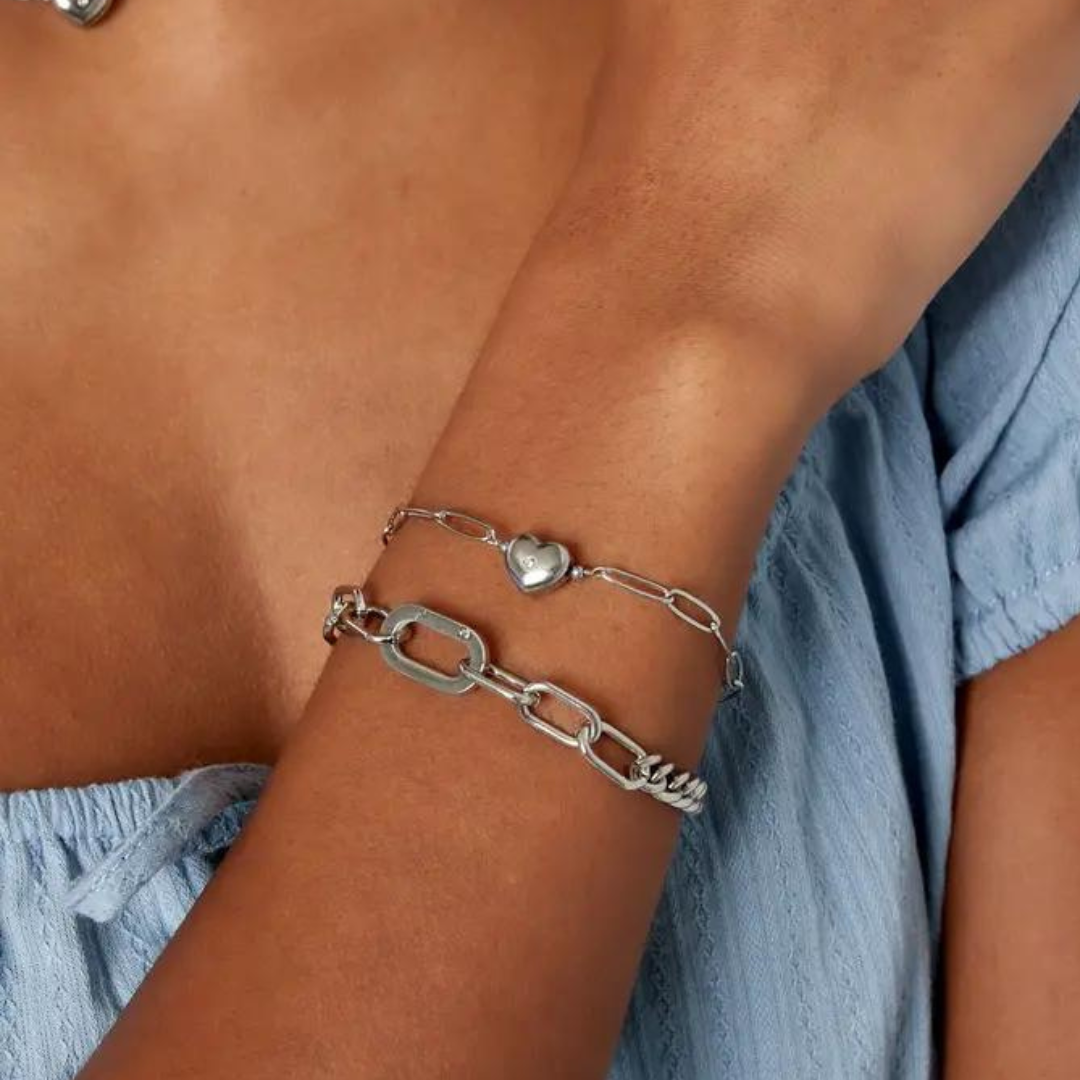 Schakelarmband met hartje goud