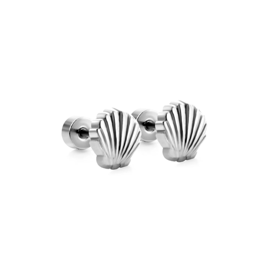 Schelp studs zilver