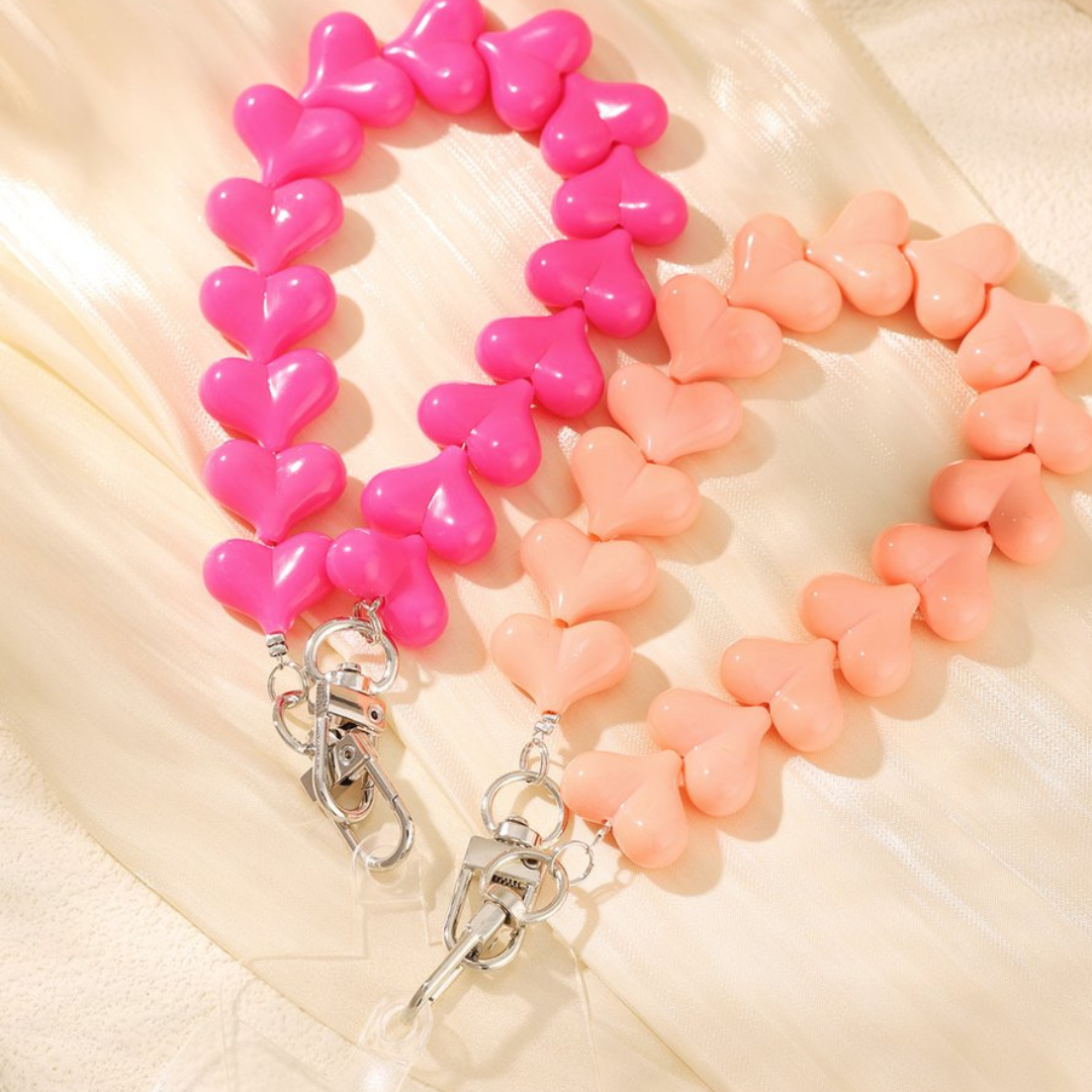 Telefoonkoord hartjes roze