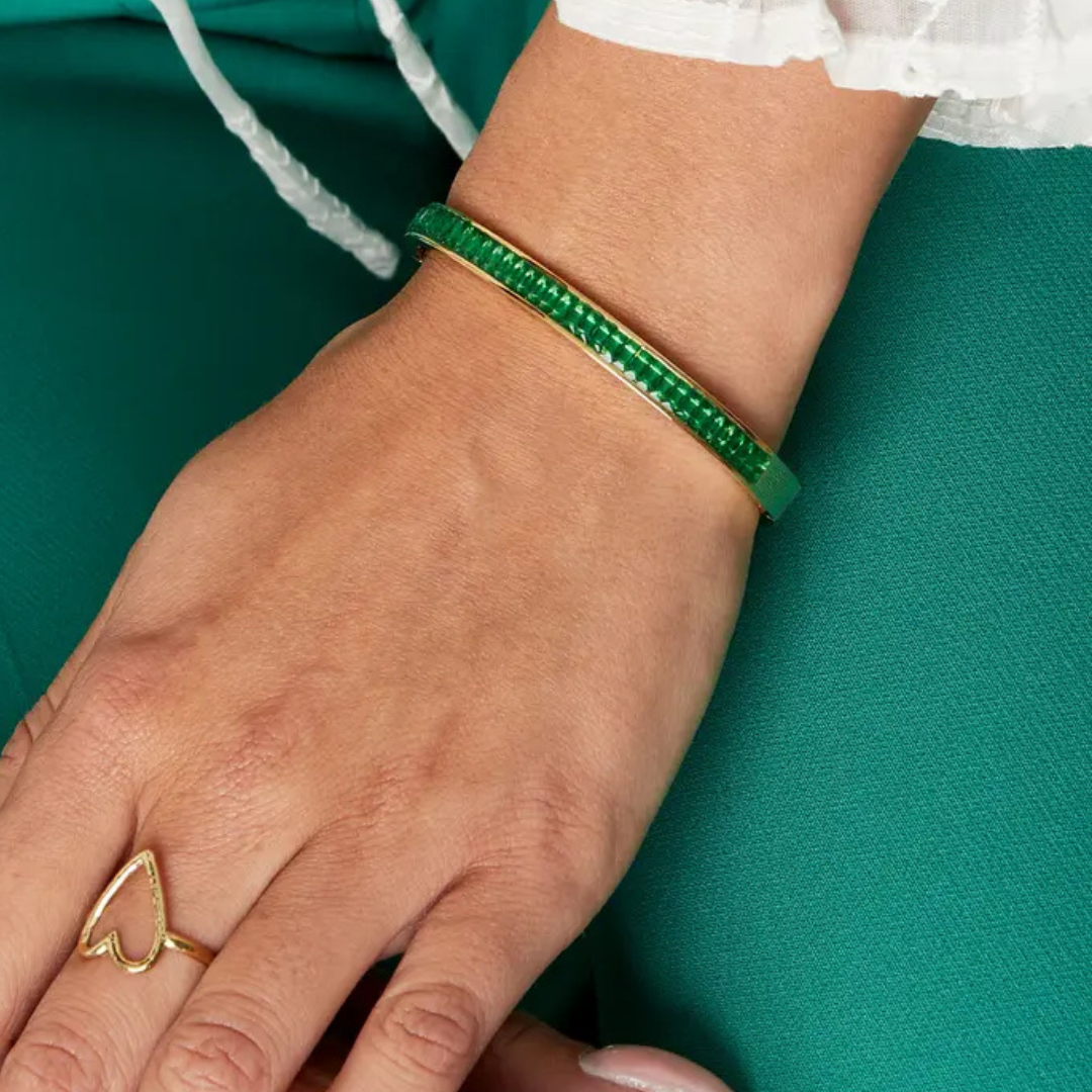 Zilveren slavenarmband steentjes