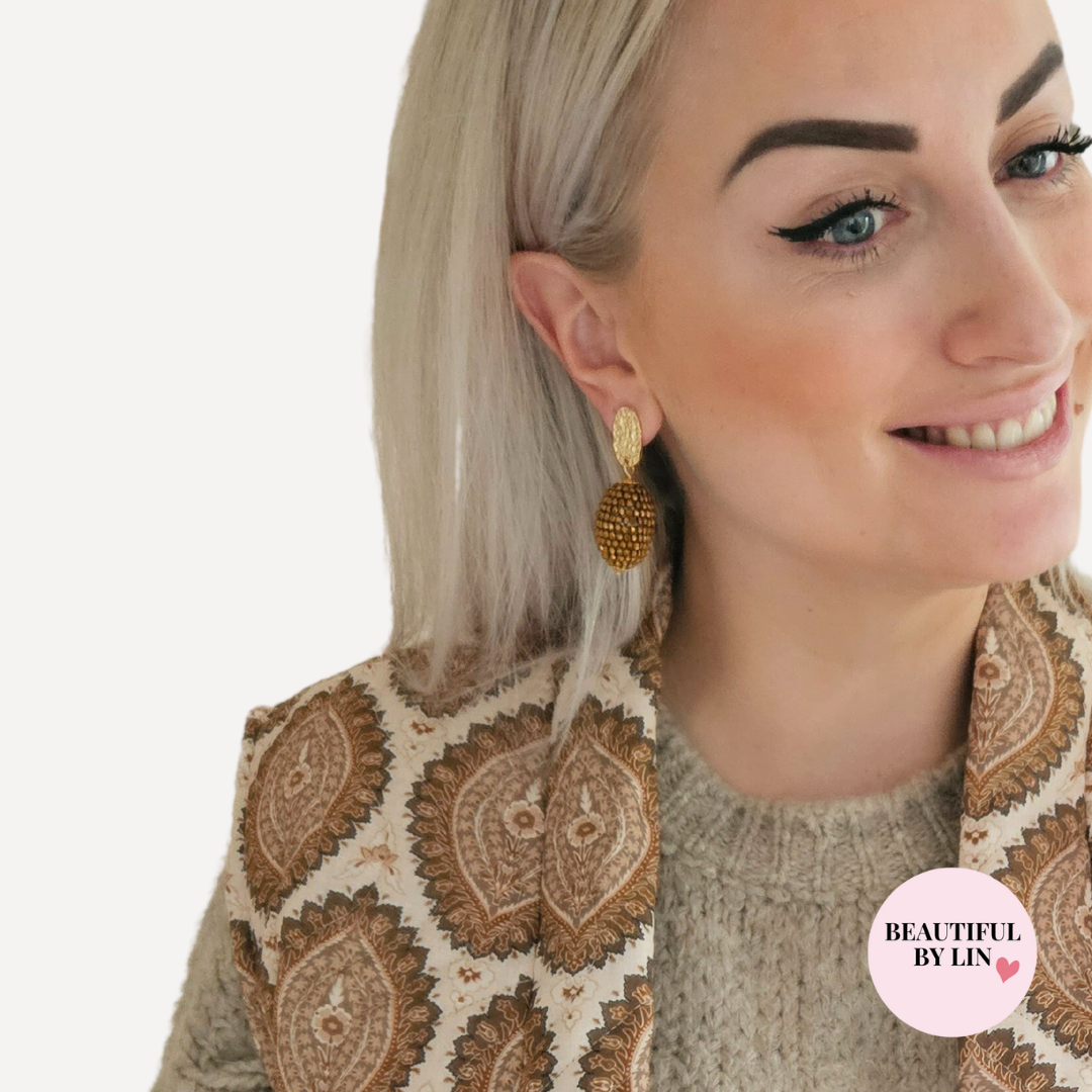 Touch of sparkle oorbellen bronze