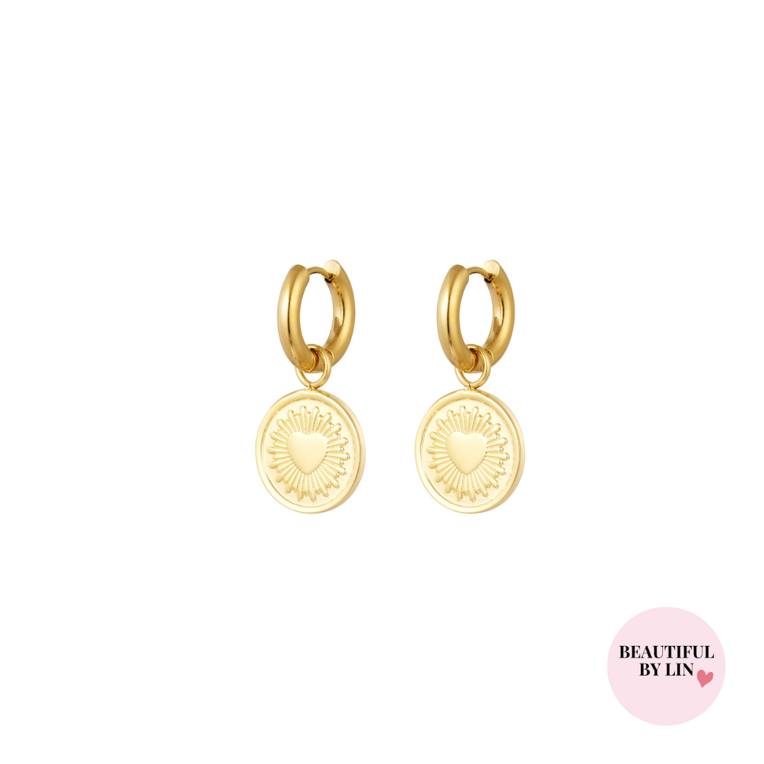Love Coin oorbellen goud