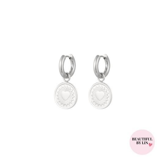 Love Coin oorbellen zilver