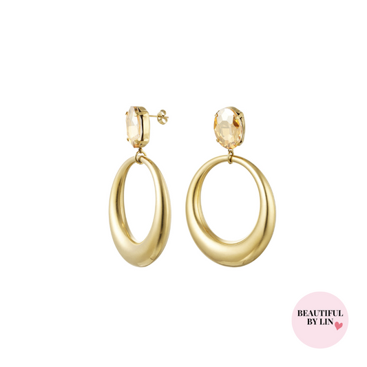 Sparkle Champagne Stone oorbellen