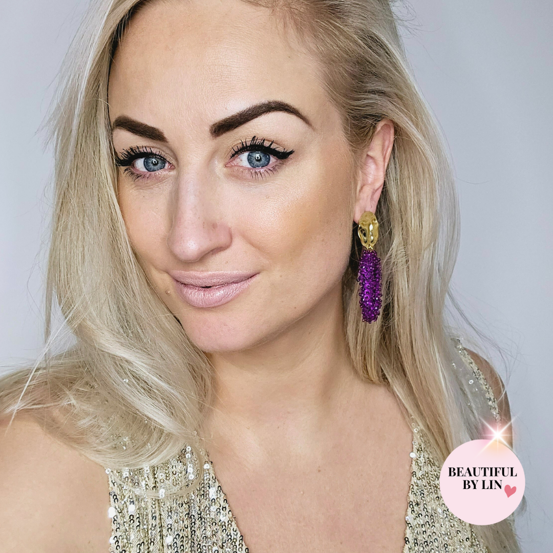 Purple Love statement oorbellen