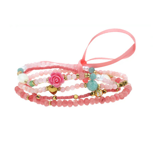 Armbanden set roos