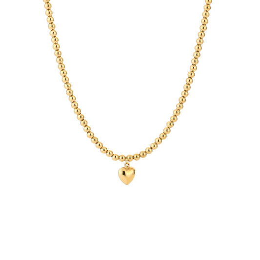 Bolletjes ketting met hart bedel