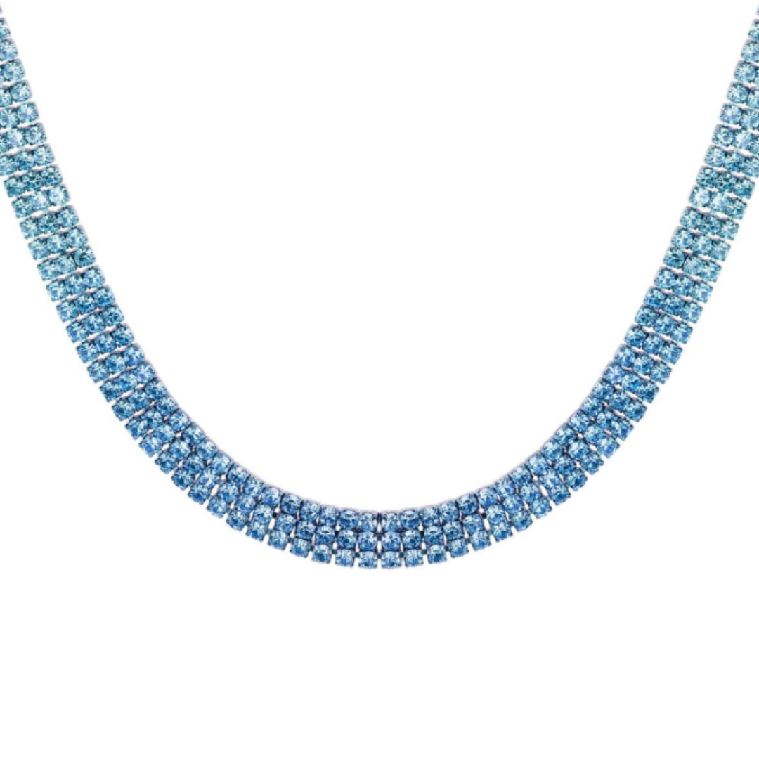 Blauwe glitter ketting