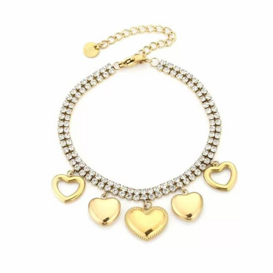 Glitter armband met hartjes