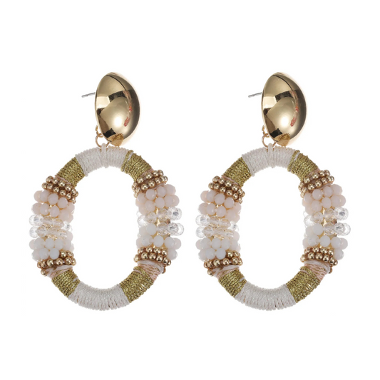 Goud beige statement oorbellen