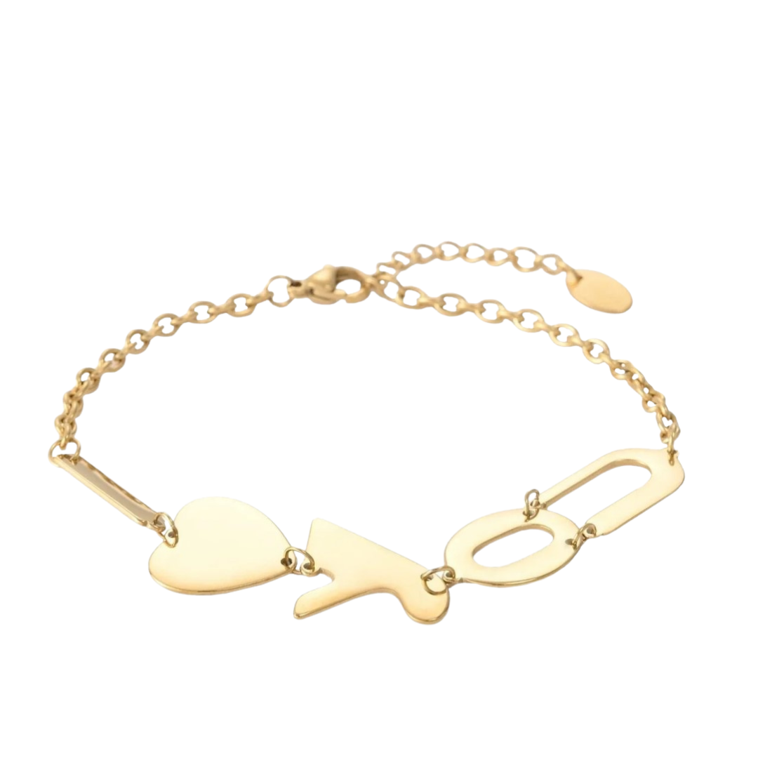 Schakel armband met ''I ♥ YOU''