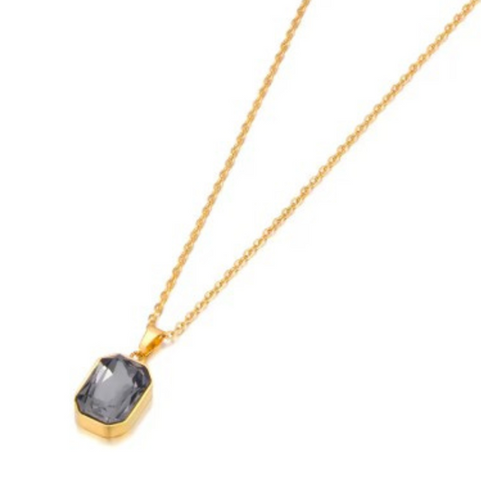 Gouden ketting met steen antraciet