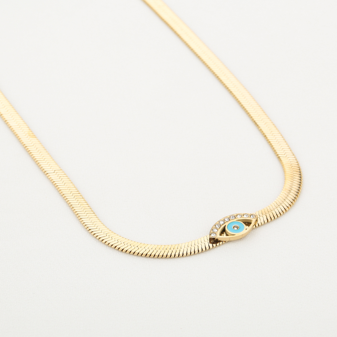 Platte gouden ketting met oog