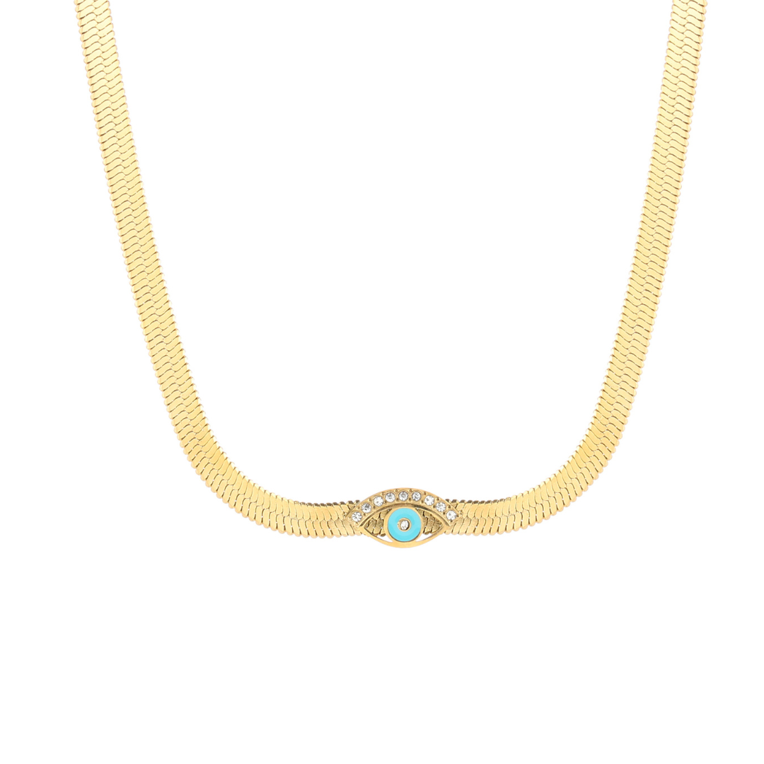 Platte gouden ketting met oog