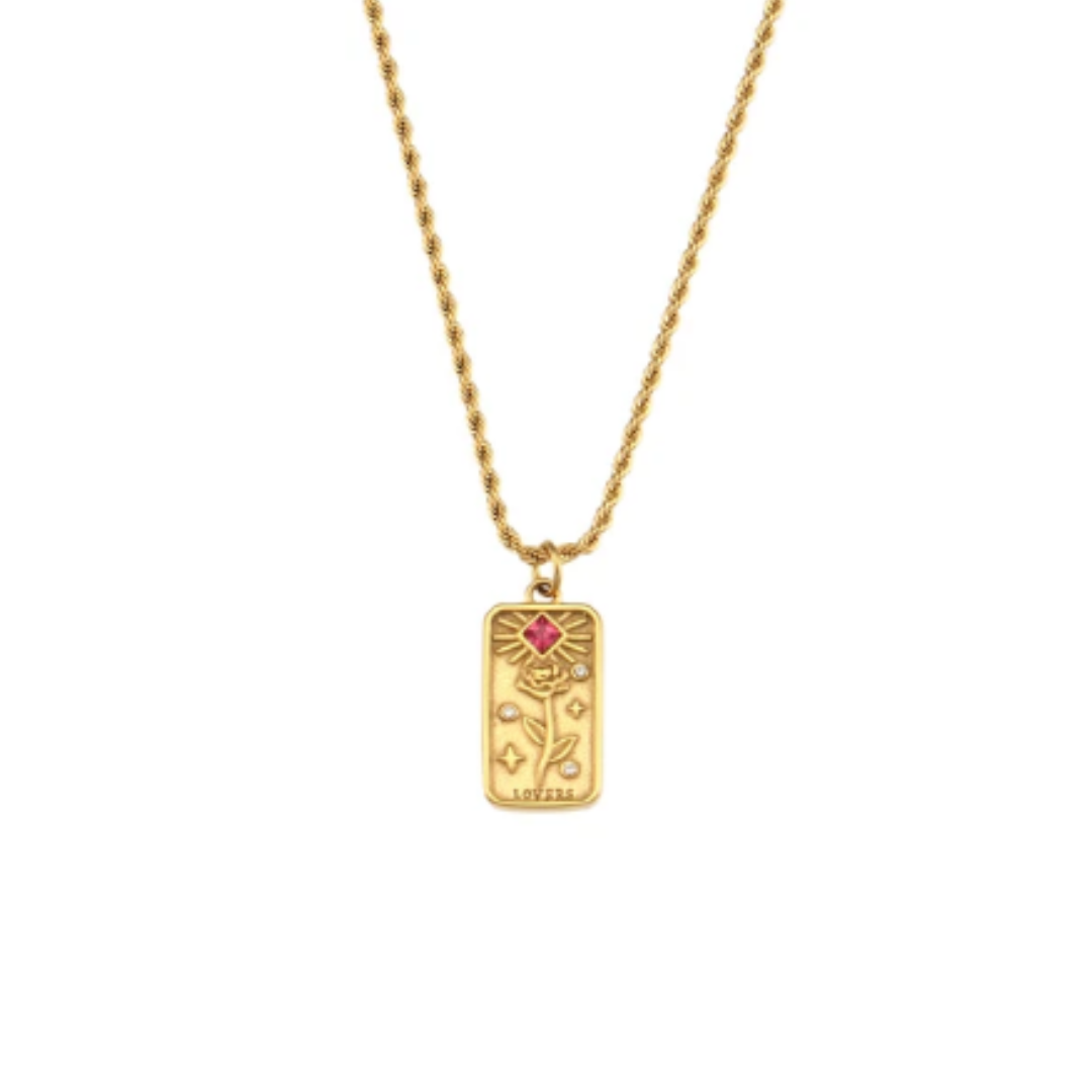 Gouden ketting met rechthoekige hanger