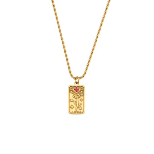 Gouden ketting met rechthoekige hanger