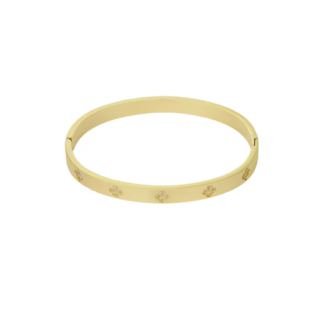 Slavenarmband met klavers en steentjes