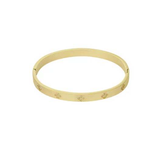 Slavenarmband met klavers en steentjes