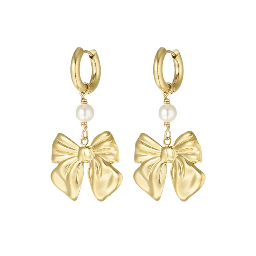 Oorbellen baby bow goud