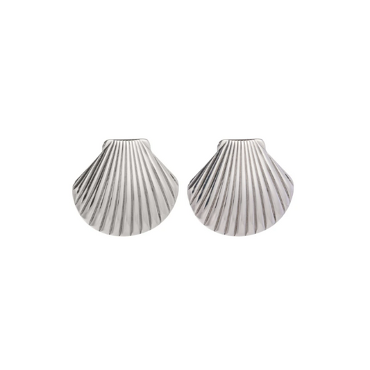 Grote schelp oorbellen zilver