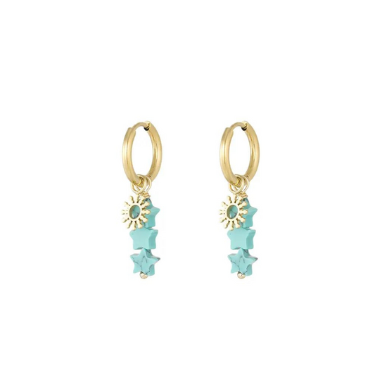Oorbellen summer star - blauw goud