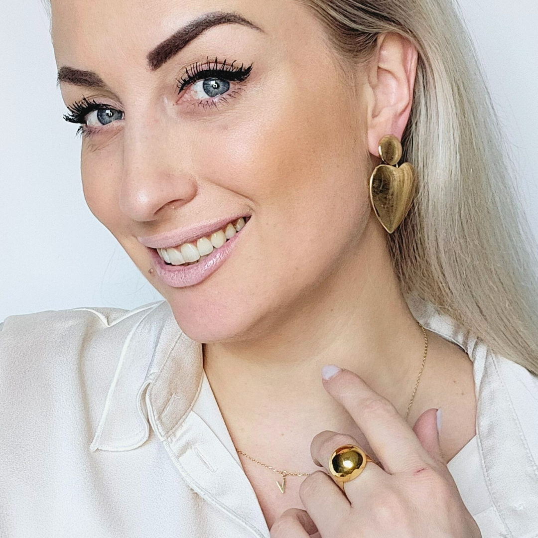 Brushed gouden hart oorbellen