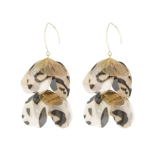 Beige luipaard statement oorbellen