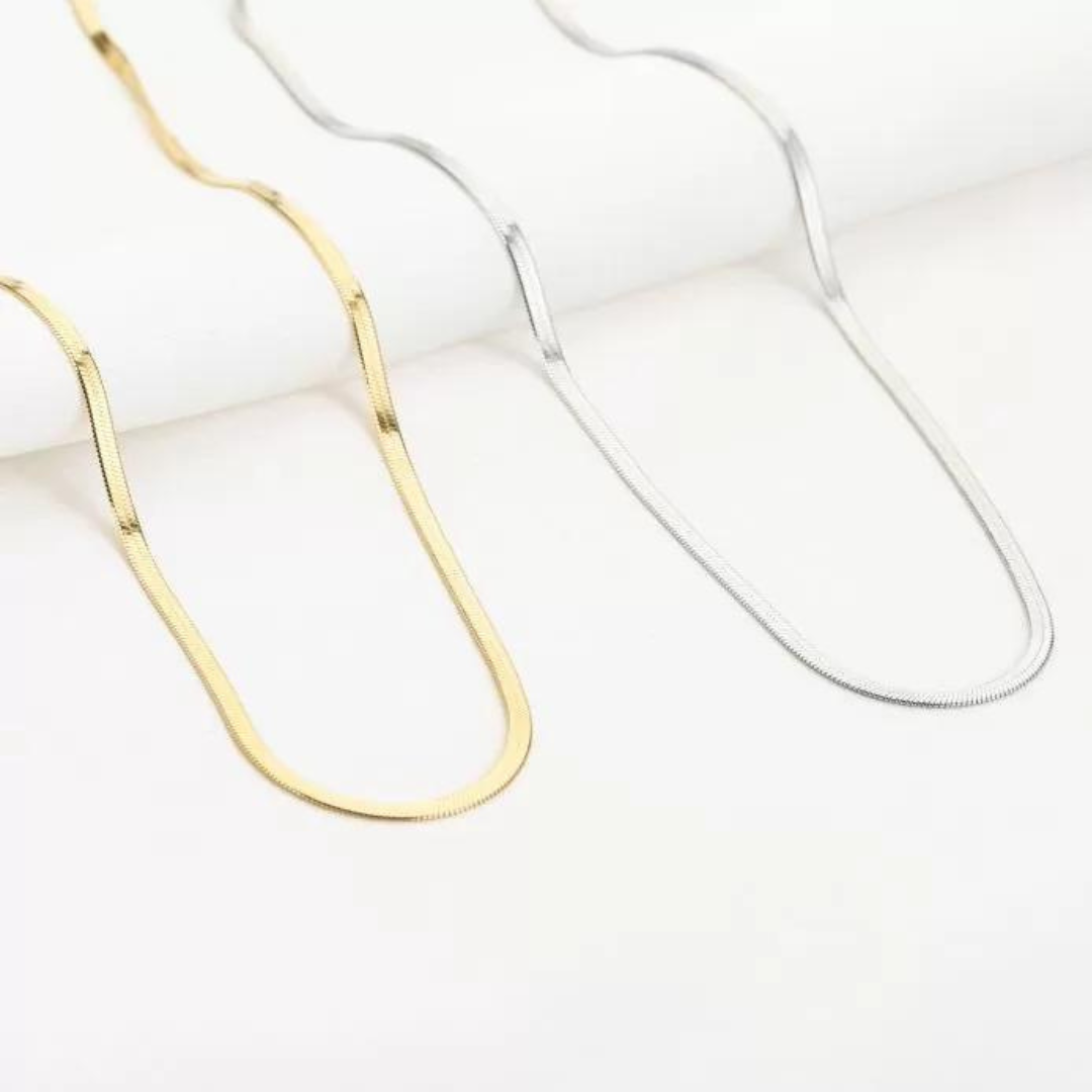 Platte ketting zilver