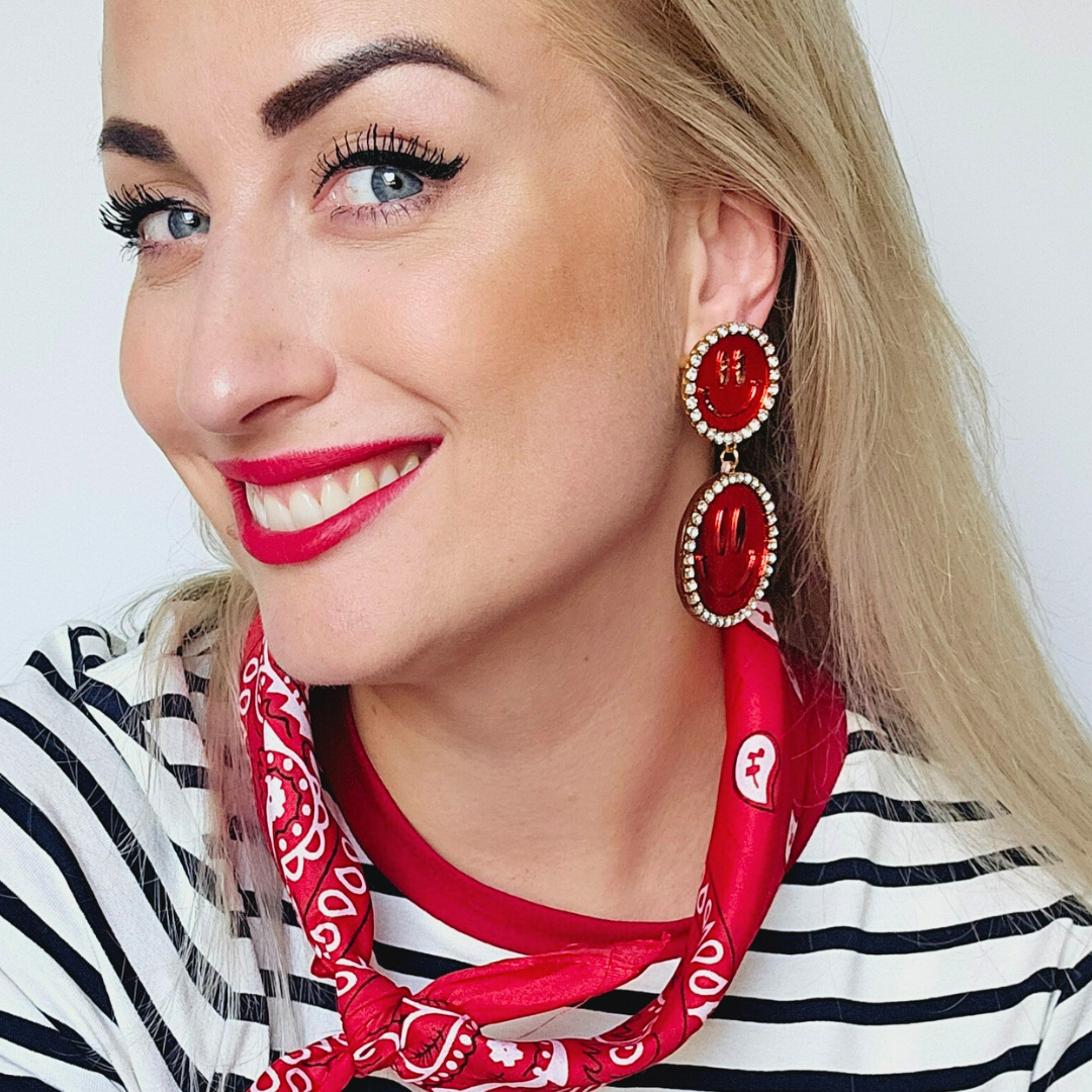 Smile statement oorbellen rood