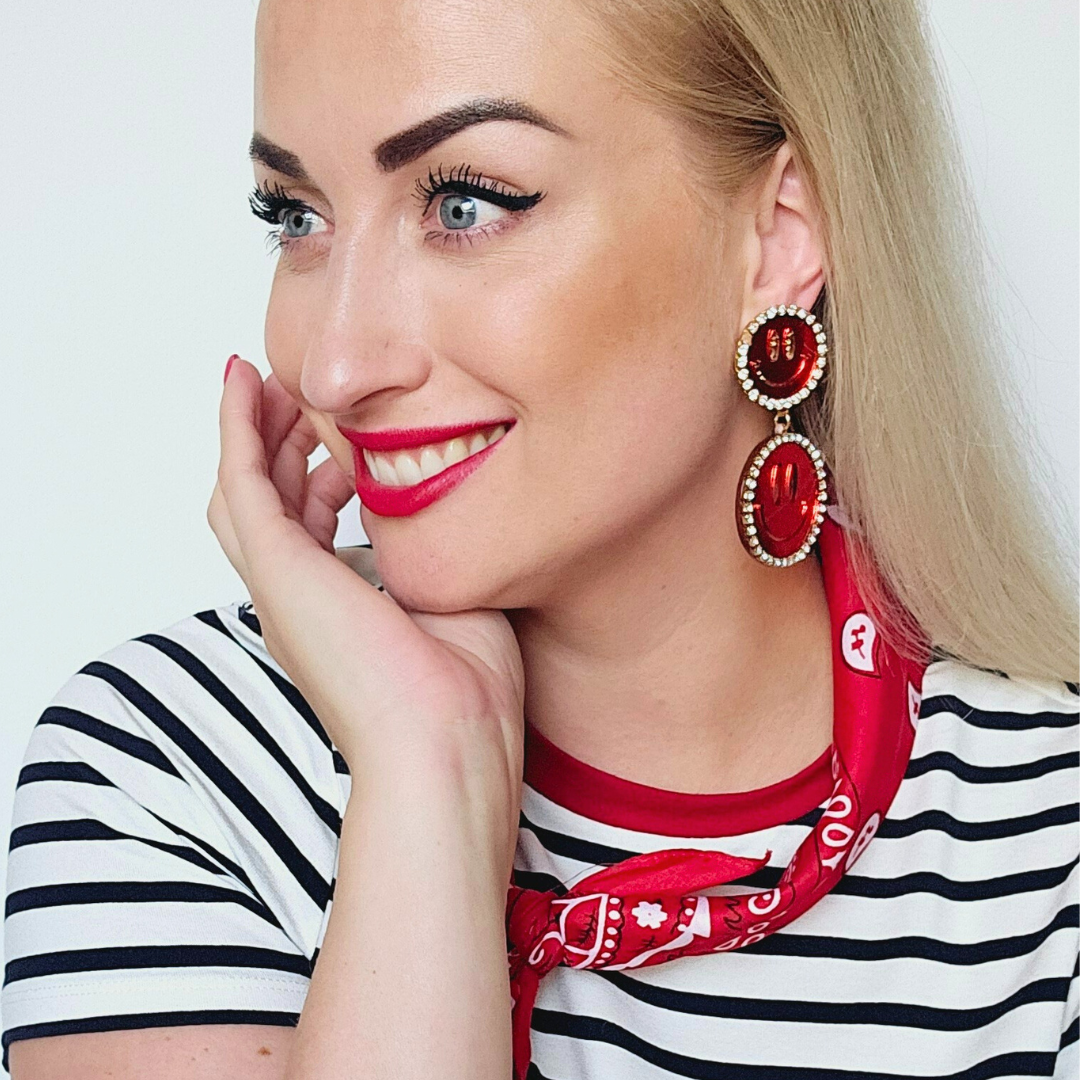 Smile statement oorbellen rood